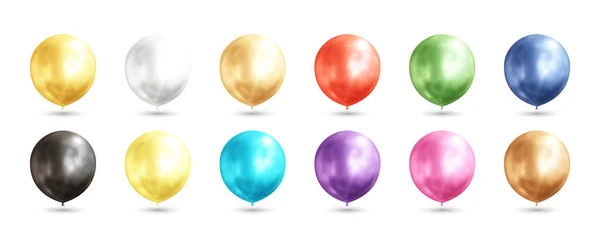 Balões Coloridos Realista Vetor Ilustração —  Vetores de Stock