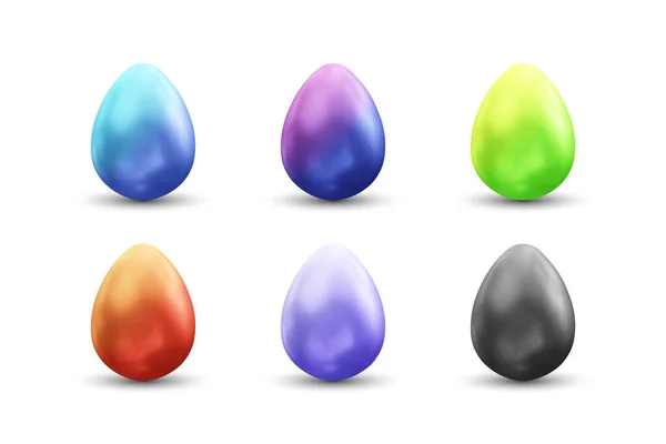 Realistic Colorful Eggs Set Vector Illustration — Stock Vector