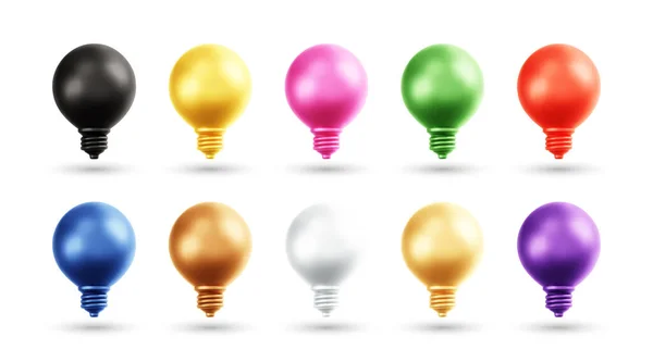 Realistic Light Bulb Set Vector Illustration — Stock Vector