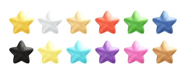 Realistic Colorful Star Icons Vector Illustration — Stock Vector