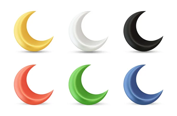 Illustration Vectorielle Réaliste Croissant Lune Avec Différentes Couleurs — Image vectorielle
