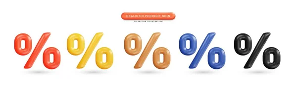 Percent Sign Realistic Vector Illustration — Stock Vector