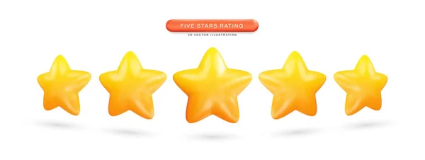 Cinco Estrelas Classificação Realista Ilustração Vetorial —  Vetores de Stock