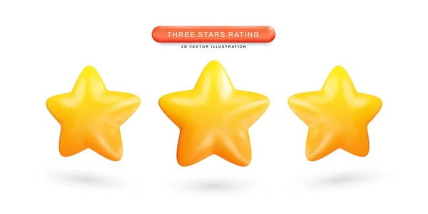 Três Estrelas Classificação Realista Ilustração Vetorial —  Vetores de Stock