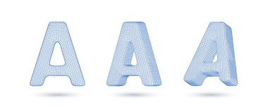 Letter a wireframe high polygonal outline low poly style vector illustration