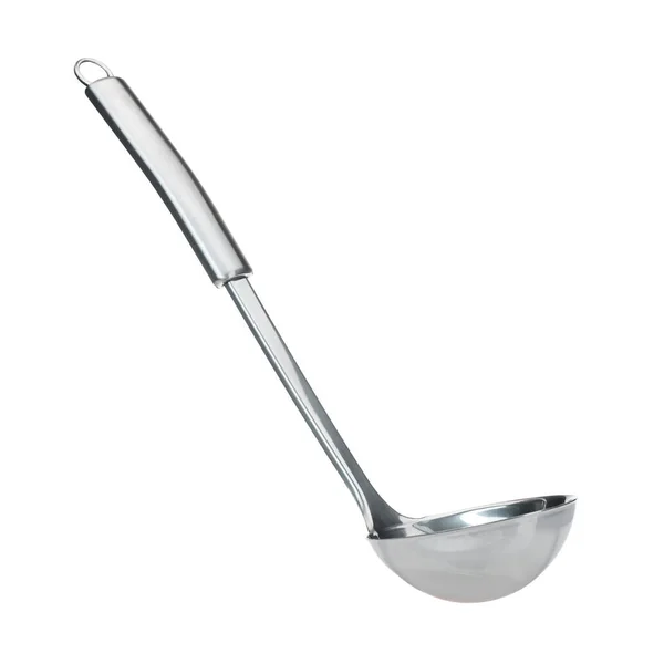 One Metal New Ladle First Courses White Insulated Background — Stock Photo, Image