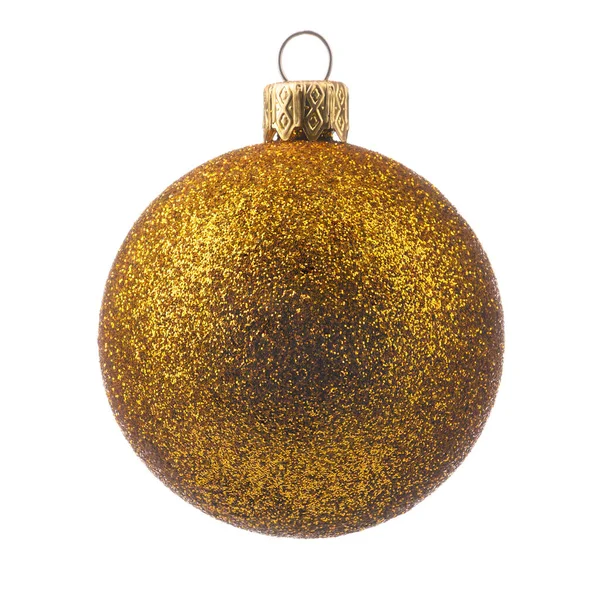 One Yellow Christmas Tree Toy Studded Glitter White Isolated Background — Stock Photo, Image