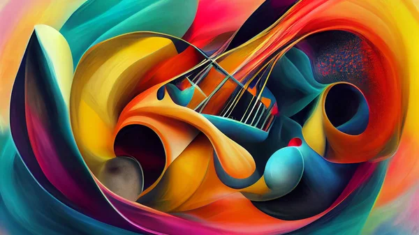 Abstract, Surreal, In the mind of a musician, hyper realistic. visualization of the process of creation of music. in the mind, with Vivid Colors, & 3d dimensionality,