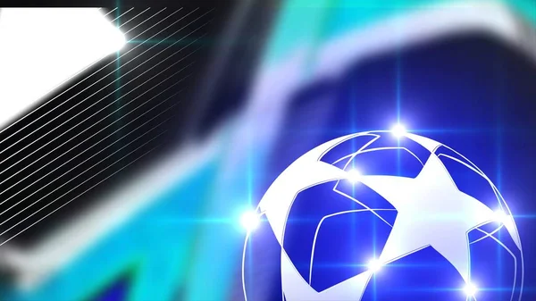 Champions League Soccer Ball Blue Background Banner Theme Football — Stock Fotó