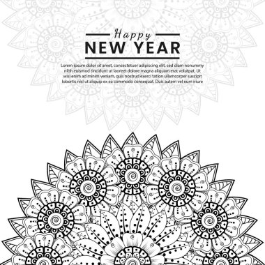 Mutlu yeni yıl afişleri ya da mehndi çiçekli kart şablonu