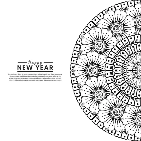 Mutlu yeni yıl afişleri ya da mehndi çiçekli kart şablonu