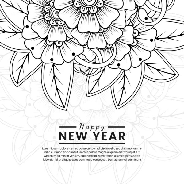 Mutlu yeni yıl afişleri ya da mehndi çiçekli kart şablonu