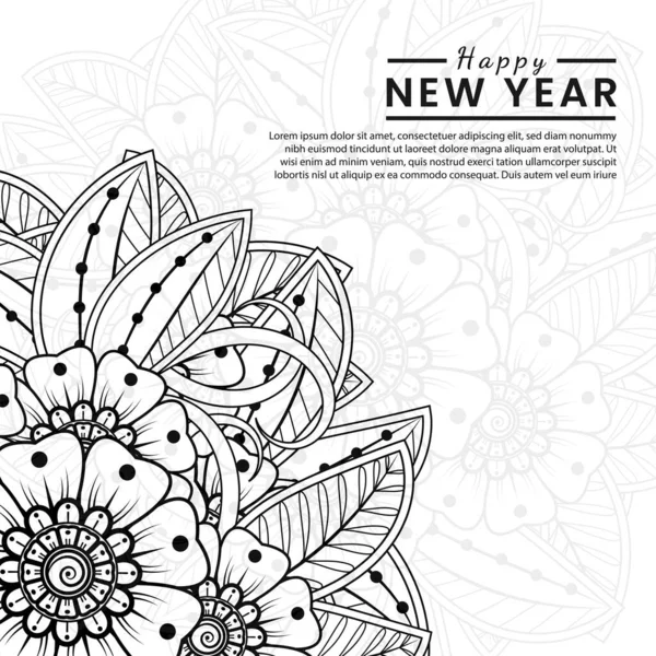 Mutlu yeni yıl afişleri ya da mehndi çiçekli kart şablonu
