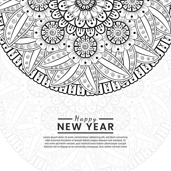Mutlu yeni yıl afişleri ya da mehndi çiçekli kart şablonu