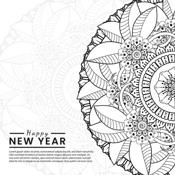 Mutlu yeni yıl afişleri ya da mehndi çiçekli kart şablonu