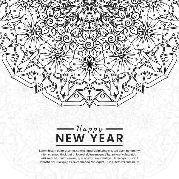 Mutlu yeni yıl afişleri ya da mehndi çiçekli kart şablonu