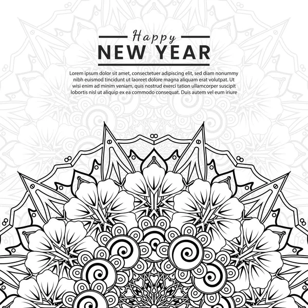 Mutlu yeni yıl afişleri ya da mehndi çiçekli kart şablonu
