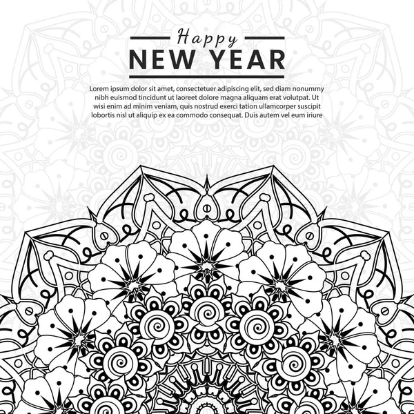 Mutlu yeni yıl afişleri ya da mehndi çiçekli kart şablonu