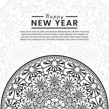 Mutlu yıllar 2022 bayrağı ya da mehndi çiçekli kart şablonu