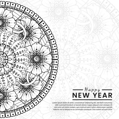 mehndi çiçeği, doğuya özgü dekoratif süs, karalama süsü, el çizimi. boyama kitabı sayfası.