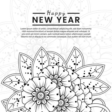 mehndi çiçeği, doğuya özgü dekoratif süs, karalama süsü, el çizimi. boyama kitabı sayfası.