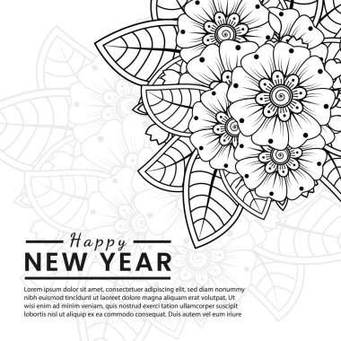 mehndi çiçeği, doğuya özgü dekoratif süs, karalama süsü, el çizimi. boyama kitabı sayfası.