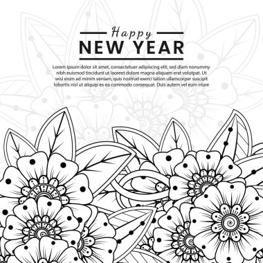 mehndi çiçeği, doğuya özgü dekoratif süs, karalama süsü, el çizimi. boyama kitabı sayfası.