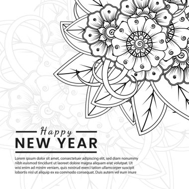 mehndi çiçeği, doğuya özgü dekoratif süs, karalama süsü, el çizimi. boyama kitabı sayfası.