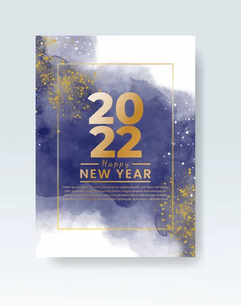 Ευτυχισμένο Νέο Έτος 2022 Αφίσα Πρότυπο Κάρτα Νερομπογιές Πλύση Splash — Διανυσματικό Αρχείο