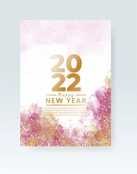 Boldog Évet 2022 Poszter Vagy Kártya Sablon Akvarell Mosás Splash — Stock Vector