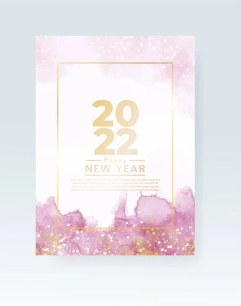 Mutlu yıllar 2022 posteri ya da suluboya lekeli kart şablonu 