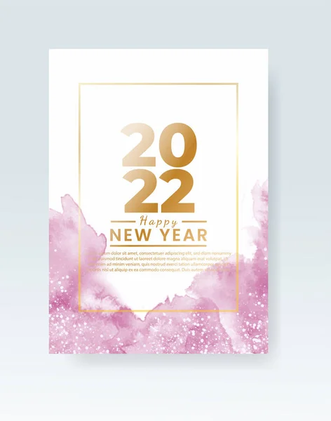 新的一年2022年海报或卡片模板与水彩画水花 — 图库矢量图片