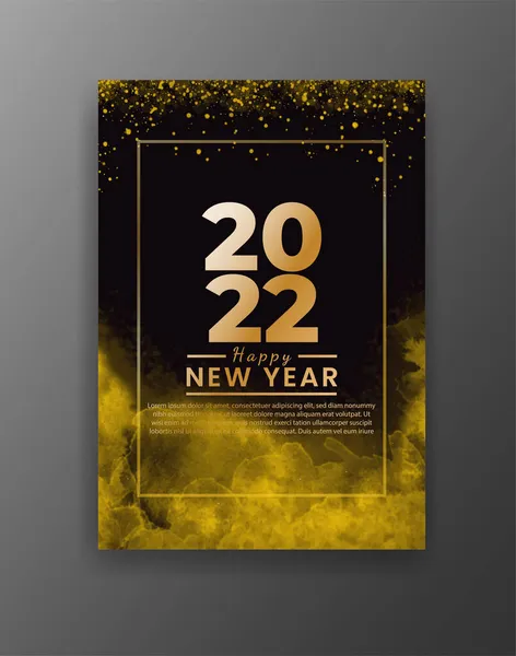 Mutlu yıllar 2022 posteri ya da suluboya lekeli kart şablonu 