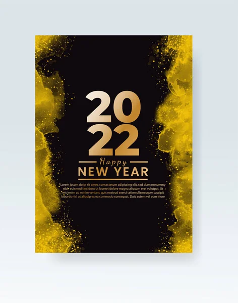 Happy New Year 2022 Poster Card Template Watercolor Wash Splash — Stock Vector