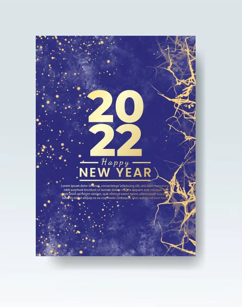 Mutlu yıllar 2022 posteri ya da suluboya lekeli kart şablonu 