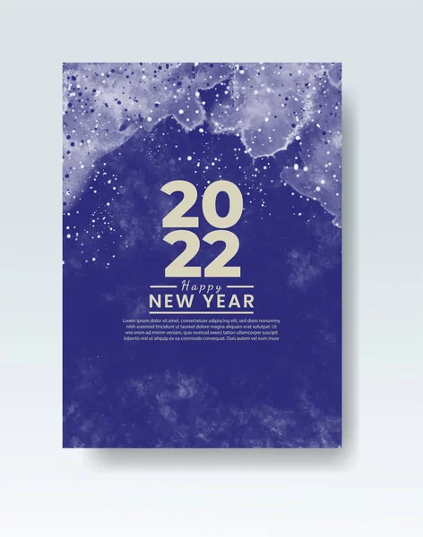 Mutlu yıllar 2022 posteri ya da suluboya lekeli kart şablonu 