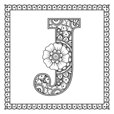 Mehndi çiçeği. Etnik doğu tarzında dekoratif bir süs. boyama kitabı sayfası. 