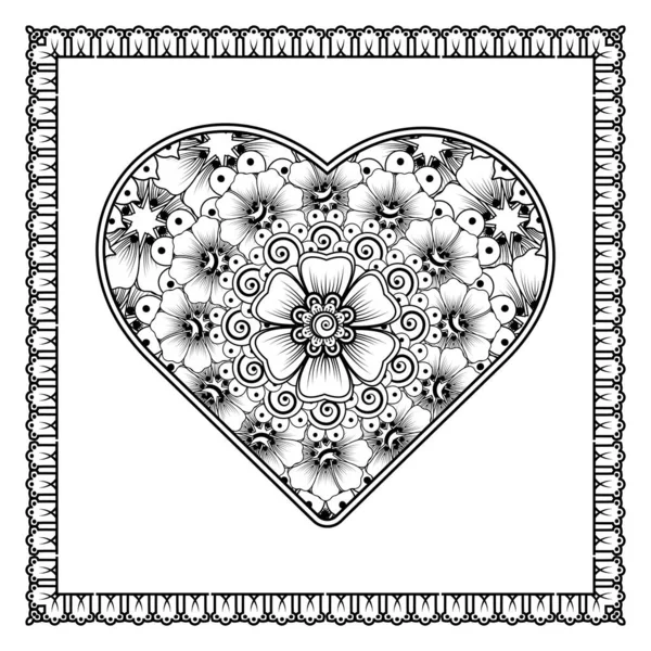 Une Fleur Mehndi Ornement Décoratif Style Oriental Ethnique Page Livre — Image vectorielle