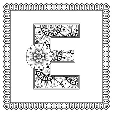 Mehndi çiçeği. Etnik doğu tarzında dekoratif bir süs. boyama kitabı sayfası. 