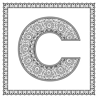 Mehndi çiçeği. Etnik doğu tarzında dekoratif bir süs. boyama kitabı sayfası. 