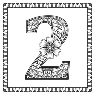 Mehndi çiçeği. Etnik doğu tarzında dekoratif bir süs. boyama kitabı sayfası. 
