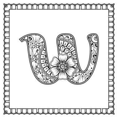 mehndi çiçeği, doğuya özgü dekoratif süs, karalama süsü, el çizimi. boyama kitabı sayfası.