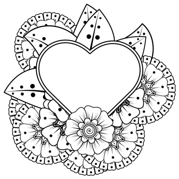 Mehndi Květina Dekorativní Ornament Etnickém Orientálním Stylu Čmáranice Ornament Obrys — Stockový vektor