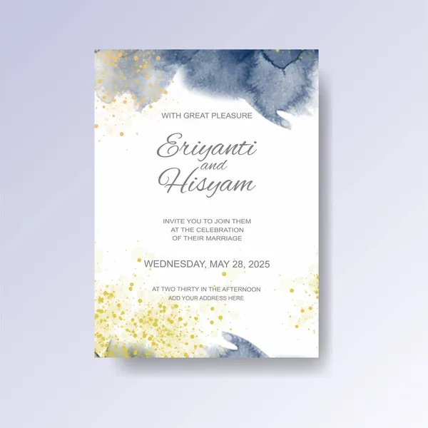 Κάρτα Πρόσκλησης Γάμου Ακουαρέλα Όμορφη Κάρτα Γάμου Υδατογραφία Βουτιά — Διανυσματικό Αρχείο
