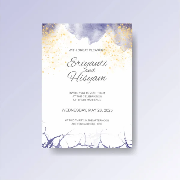 Watercolor Wedding Invitation Card Beautiful Wedding Card Watercolor Splash — Stock Vector