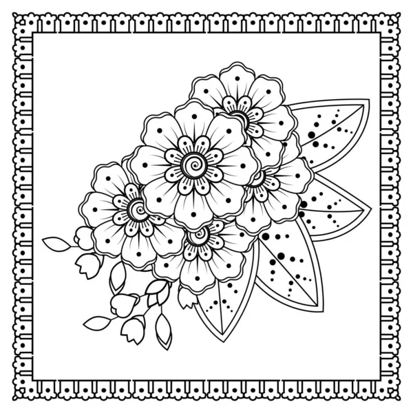 Mehndi Bloem Voor Henna Mehndi Tatoeage Decoratie Decoratieve Ornament Etnische — Stockvector