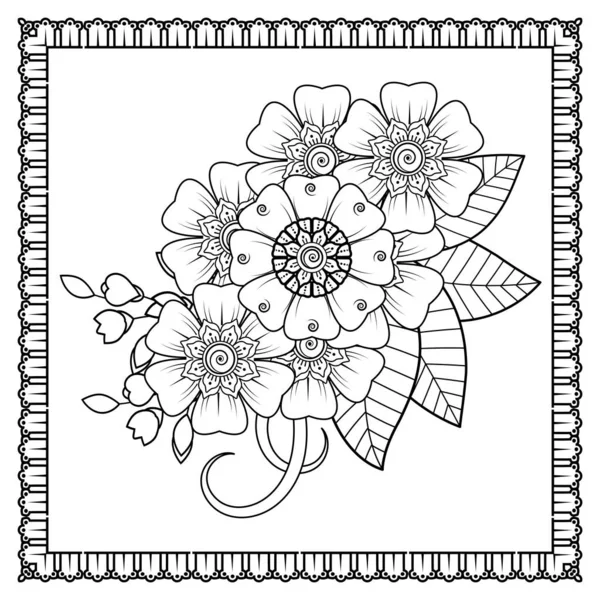 Mehndi Flor Henna Mehndi Tatuaje Decoración Adorno Decorativo Estilo Oriental — Vector de stock