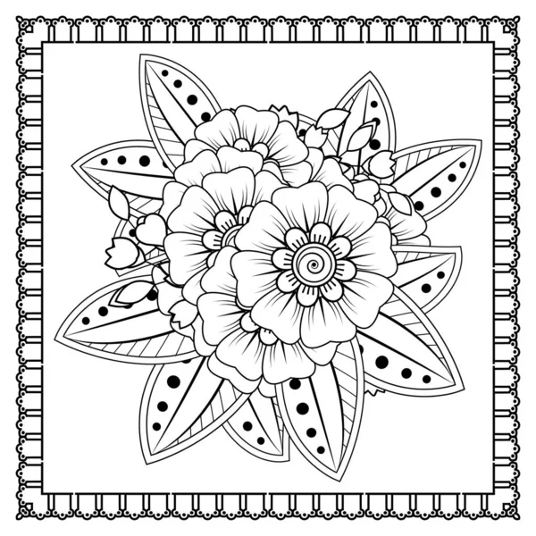 Mehndi Flor Henna Mehndi Tatuaje Decoración Adorno Decorativo Estilo Oriental — Vector de stock