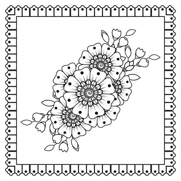 Mehndi Flor Henna Mehndi Tatuaje Decoración Adorno Decorativo Estilo Oriental — Vector de stock