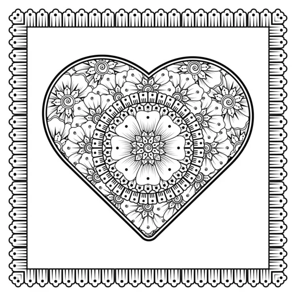 Kwiat Mehndi Dla Henny Mehndi Tatuaż Dekoracja Dekoracyjna Ozdoba Etnicznym — Wektor stockowy
